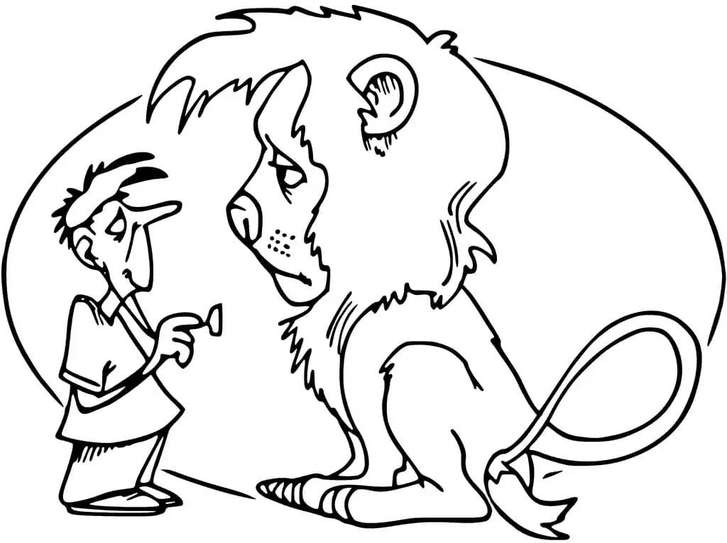 Veterinarian and Sad Lion