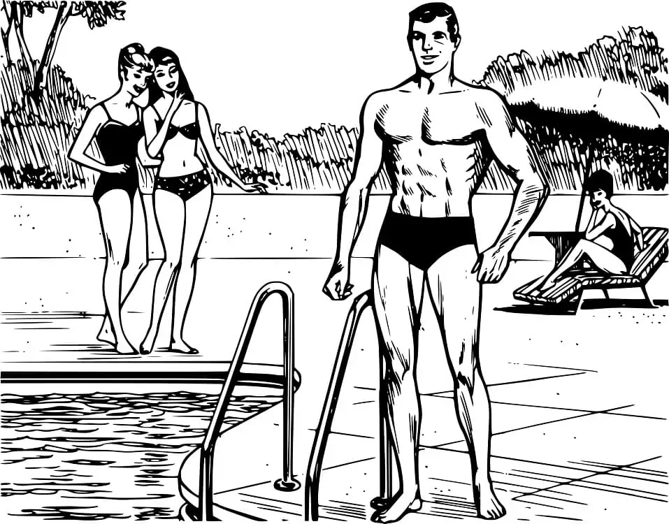 Vintage Pool Scene