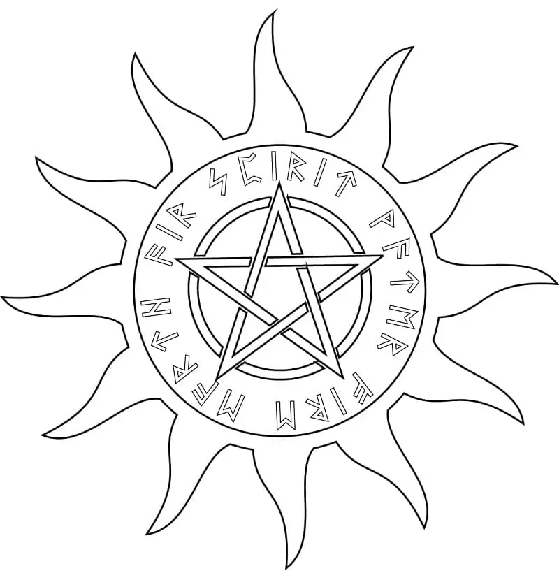 Wiccan Pentagram with Five Elements