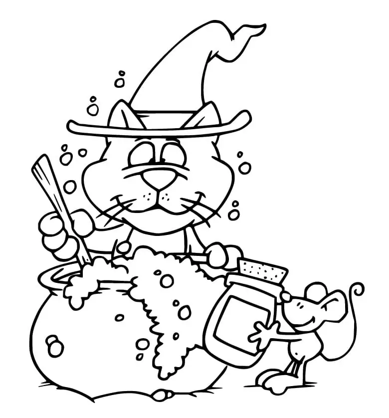 Witch Cat Making Brew