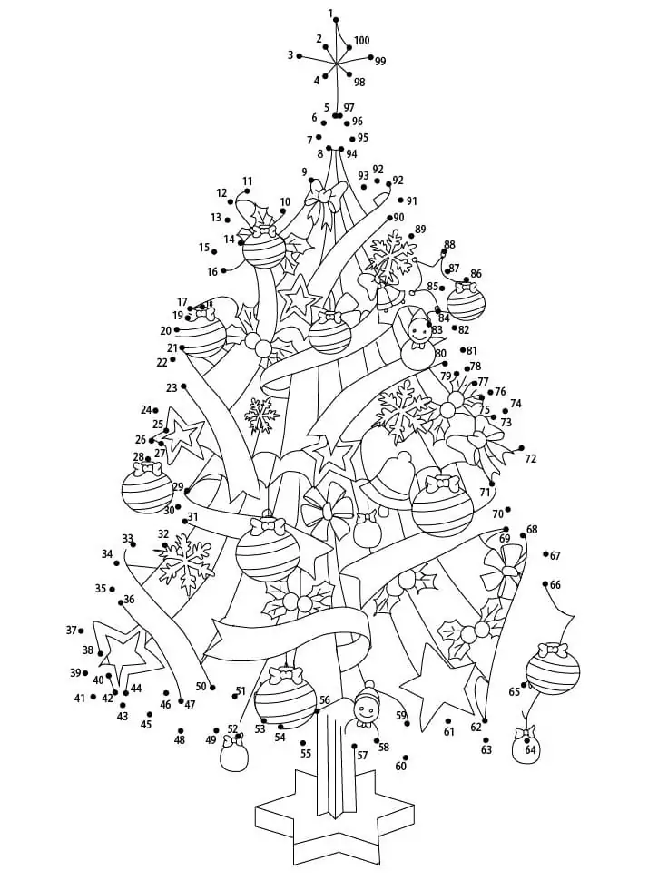 Wonderful Christmas Tree Dot to Dots