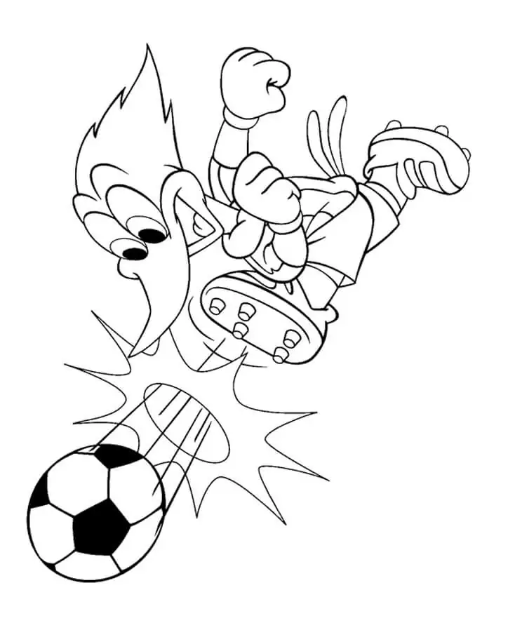Woody Woodpecker Playing soccer