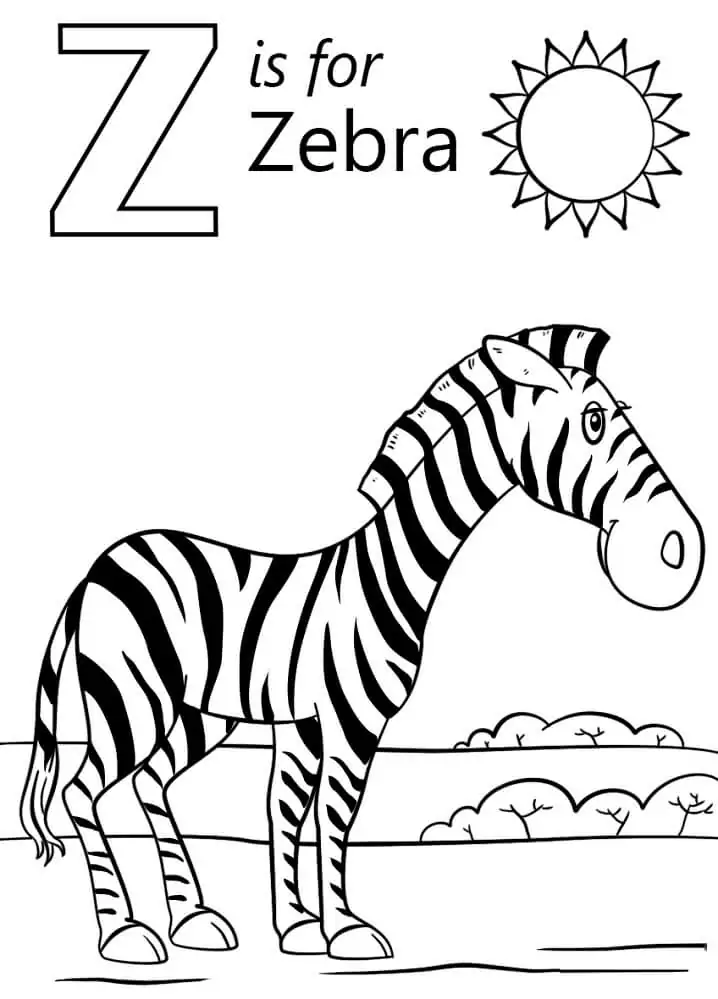 Zebra Letter Z coloring pag