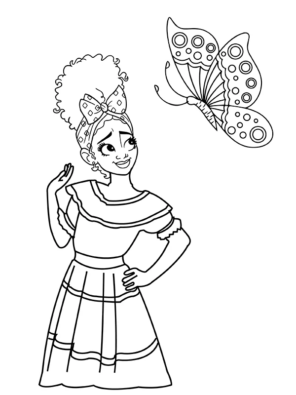 Encanto Dolores Madrigal Dancing Coloring Page - Free Printable ...