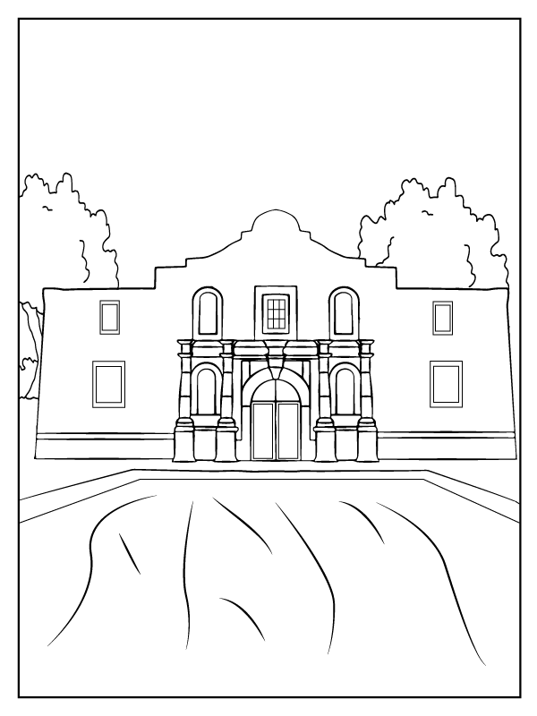 Alamo Mission Coloring Page Färbung Seite Kostenlose druckbare