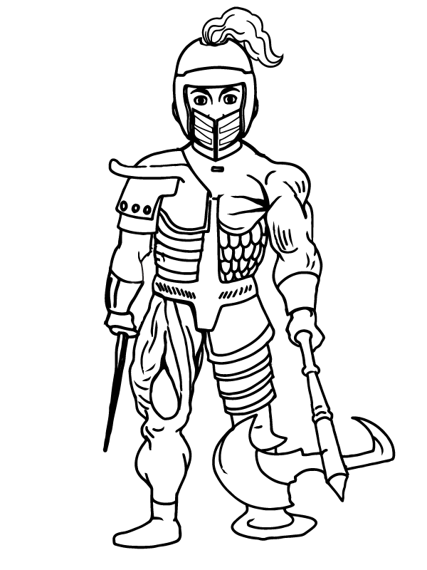 Ares Holding Spear and Small Sword Coloring Page - Free Printable ...