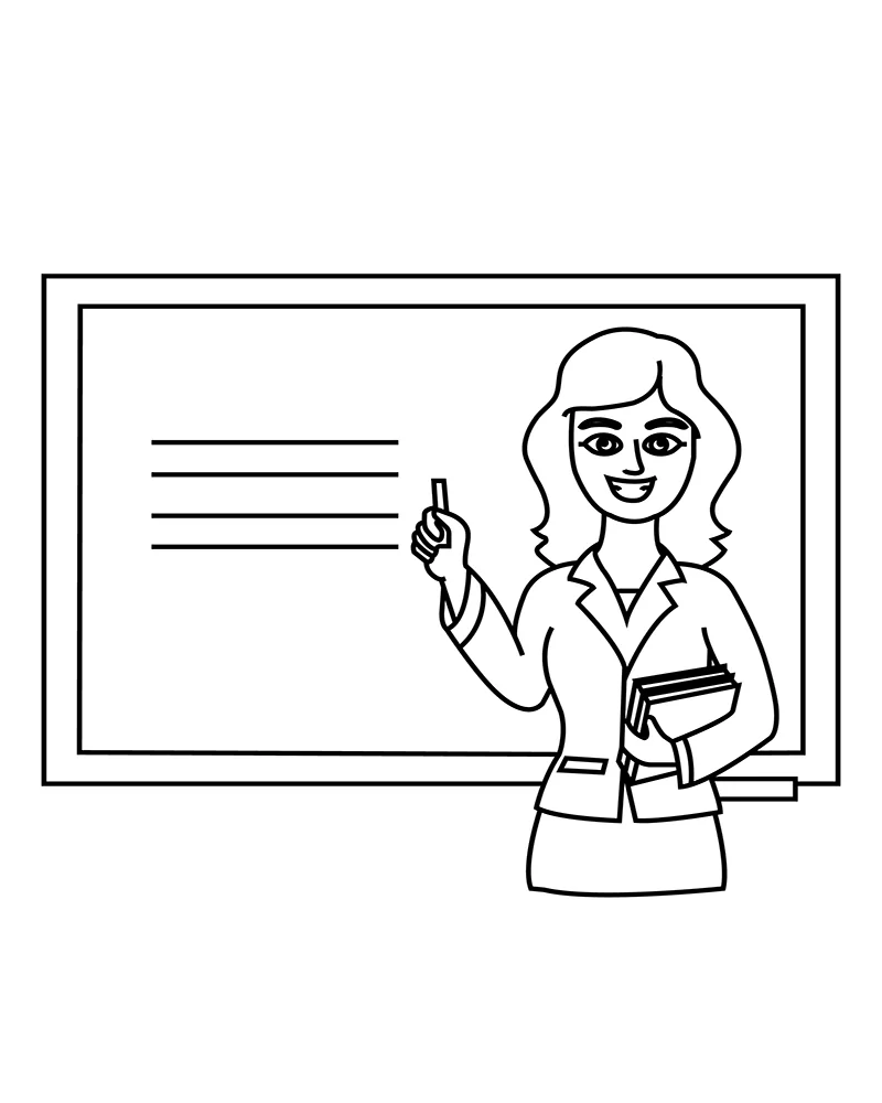 Senior Teacher in the School Classroom Coloring Page - Free Printable ...