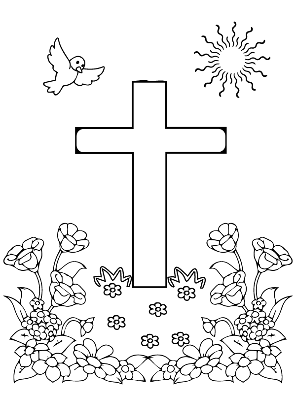 Jesus Christ on the cross and a boy praying Coloring Page - Free ...