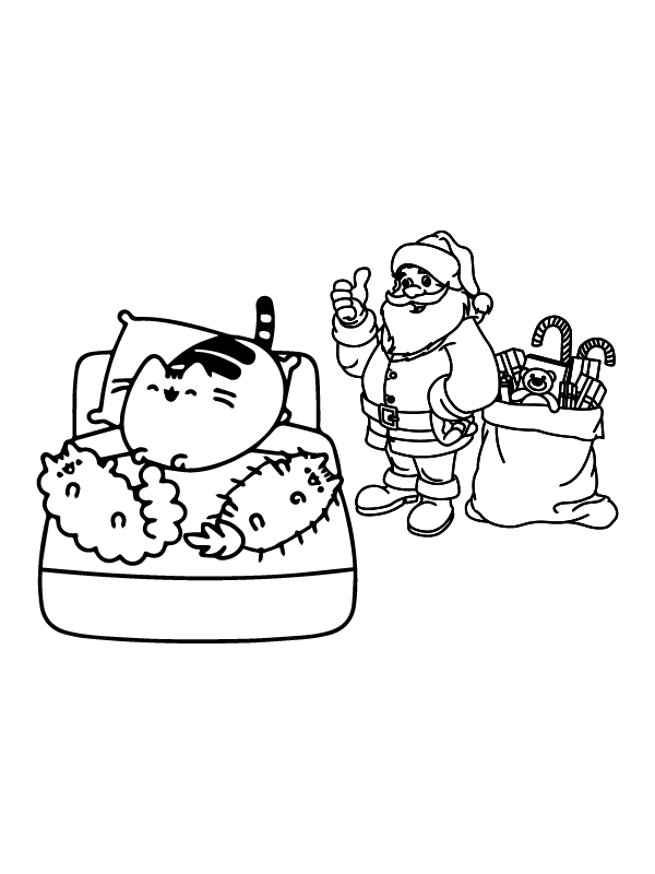 Pusheen Christmas Coloring Page