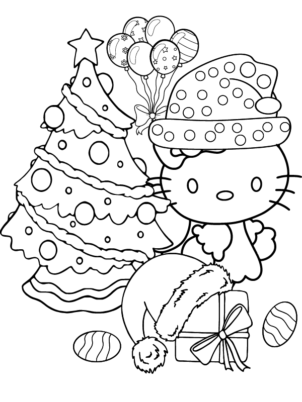 Angel Hello Kitty Christmas - Coloring Pages