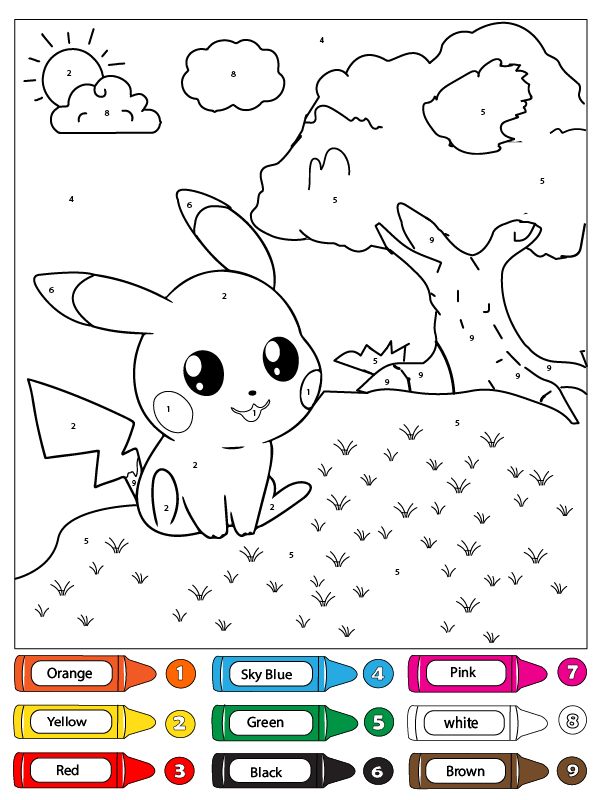 Pikachu Color By Number Malvorlagen - Kostenlose Druckbare Malvorlagen 