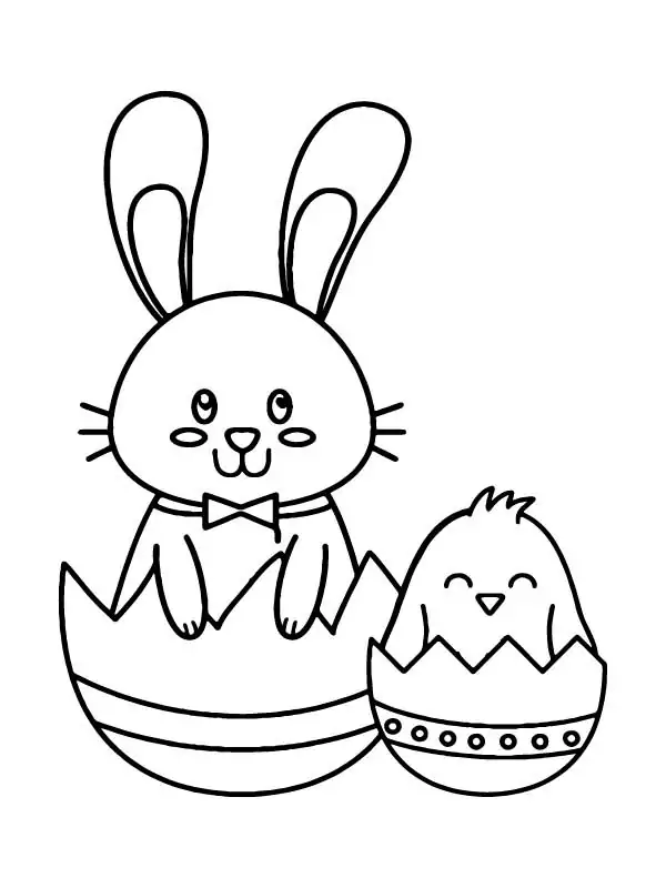 Easter Bunny and Chick Coloring Page - Free Printable Coloring Pages ...