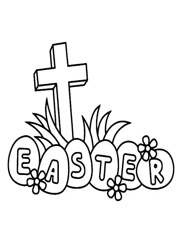 Easter Cross Coloring Page