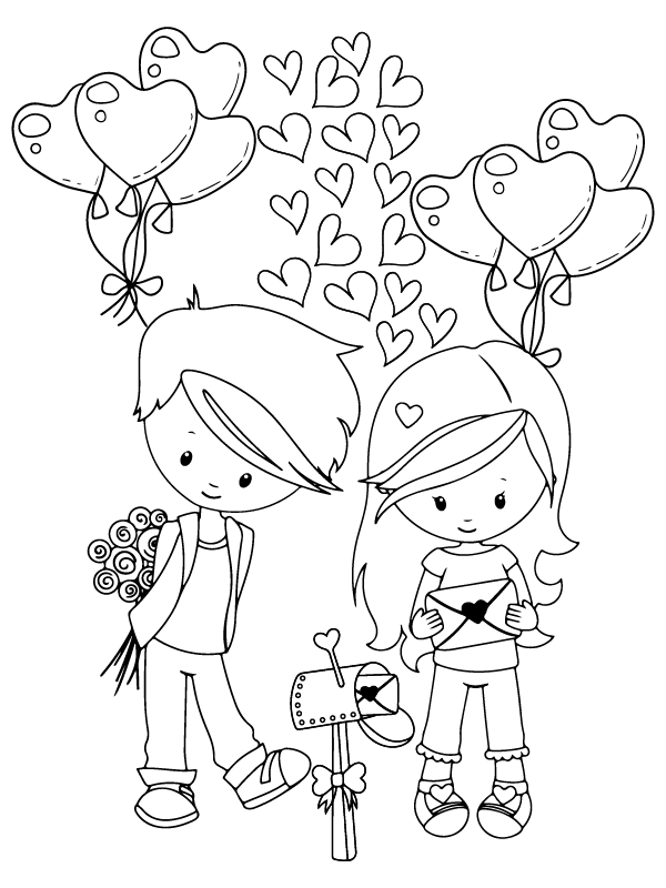 Cute Valentines - Coloring Pages