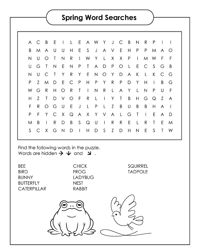 Spring Word Searches Coloring Page Spring Word Searches Coloring Page