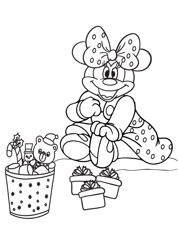 Elated Minnie Mouse Christmas - Coloring Pages