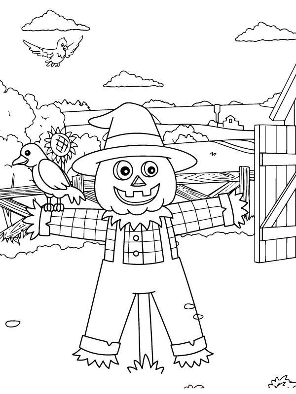 Scarecrow Coloring Page Scarecrow Coloring Page
