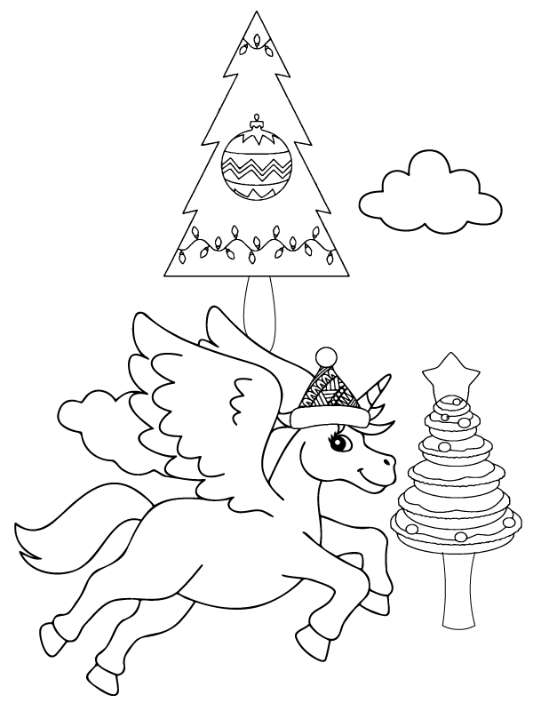 Printable Christmas Unicorn Coloring Page - Free Printable Coloring ...