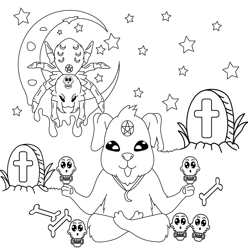 Kawaii Owl and Creepy Tree Coloring Page - Free Printable Coloring