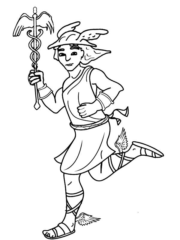 Hermes Holding Small Sword Coloring Page - Free Printable Coloring ...