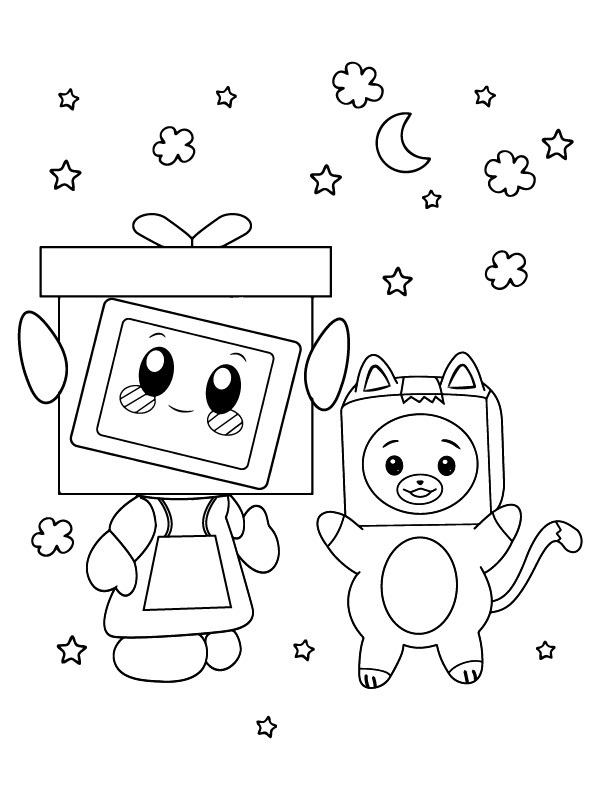 Happy Boxy And Foxy With Stars And Moon