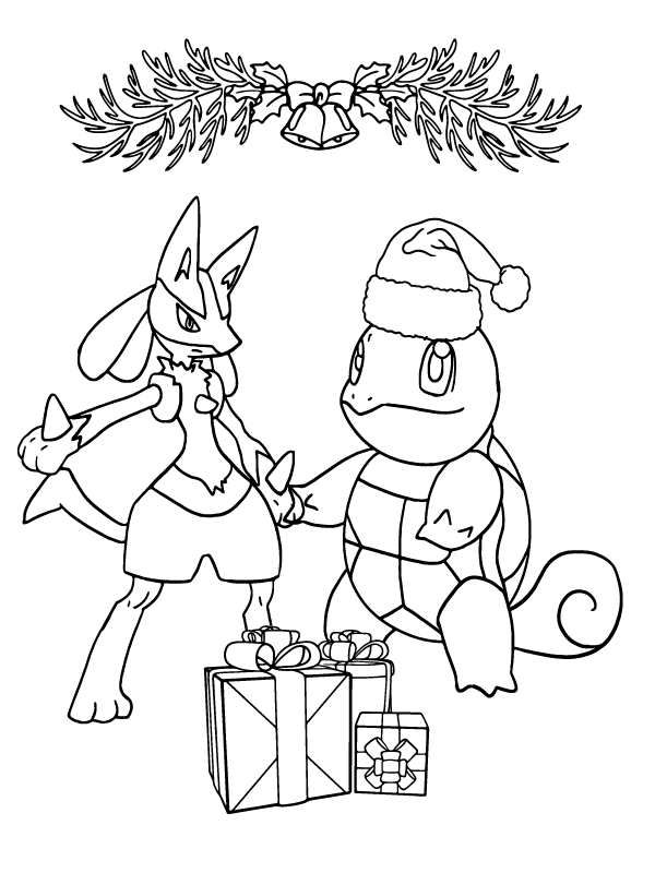 Happy Pokemon During Christmas Free Printable Coloring Page Free