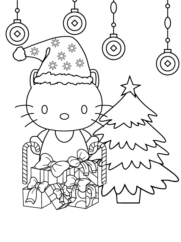 Angel Hello Kitty Christmas Färbung Seite - Kostenlose Druckbare 