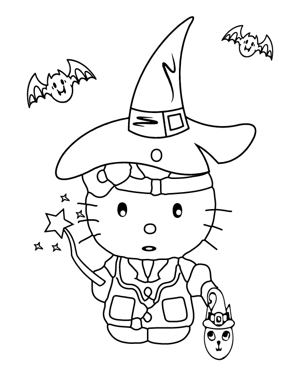 Hello Kitty Halloween Coloring Page