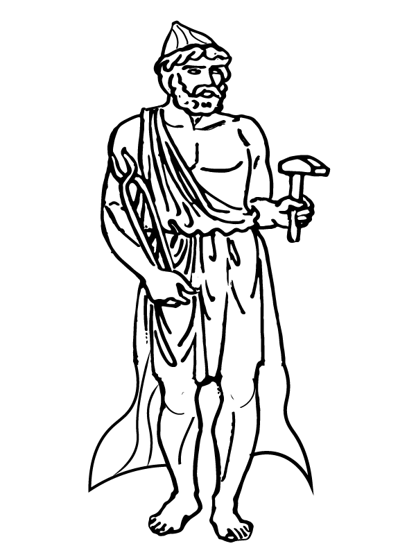 Hephaestus Greek God Forging - Coloring Pages