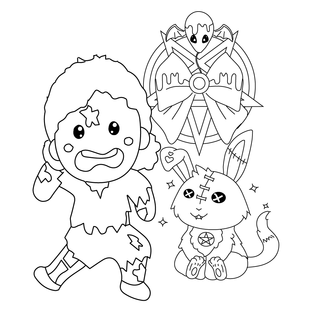 Kawaii Owl and Creepy Tree Coloring Page - Free Printable Coloring