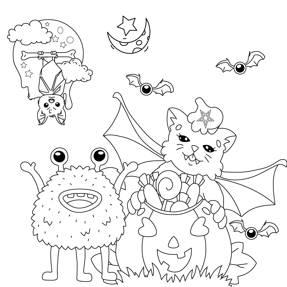 Kawaii Owl and Creepy Tree Coloring Page - Free Printable Coloring