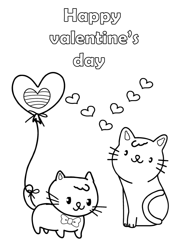 Kawaii Valentine's Day - Coloring Pages