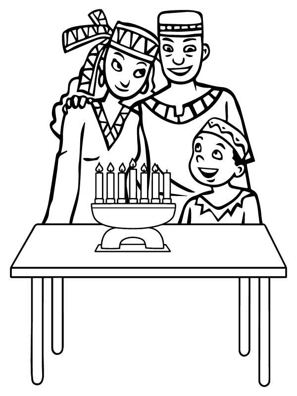 Kwanzaa Family Coloring Färbung Seite - Kostenlose Druckbare 