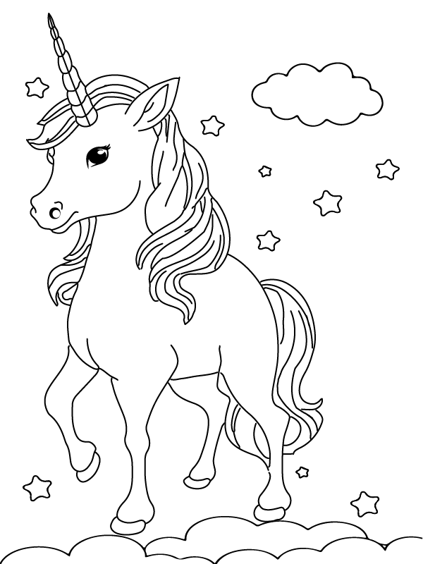 Cute Unicorn Coloring Page