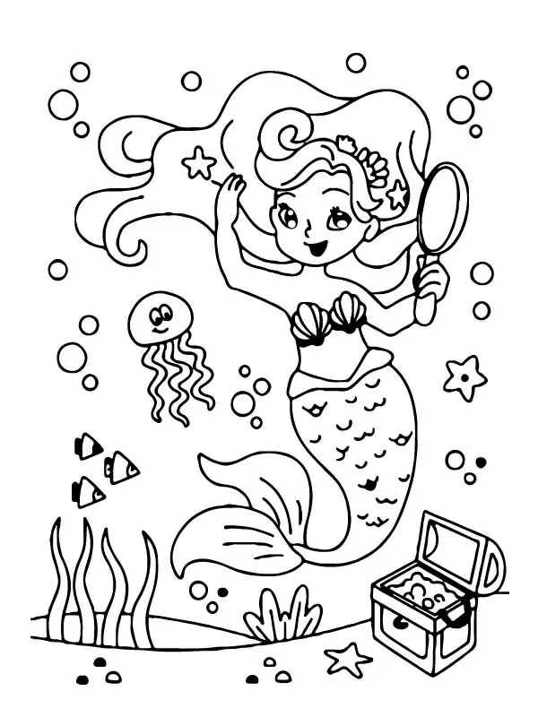 Mermaid for Kid Coloring Page - Free Printable Coloring Pages for Kids