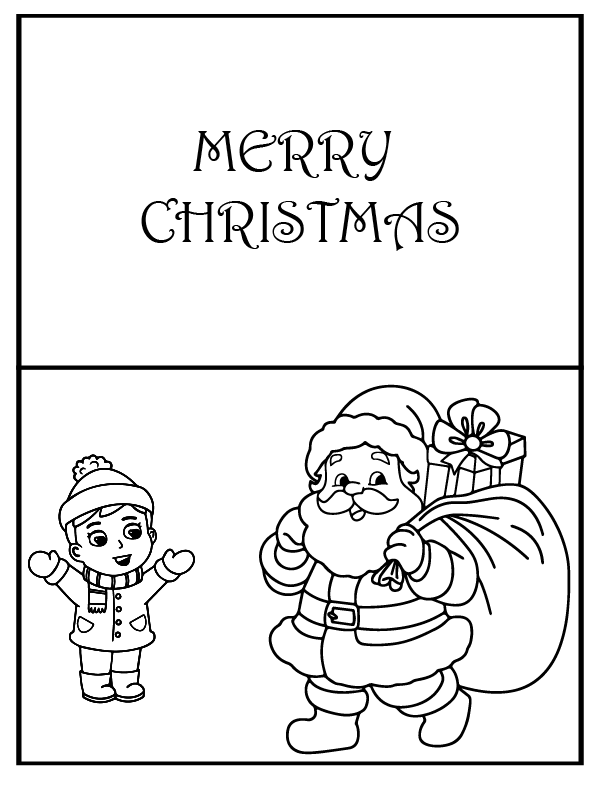 Merry Christmas Card Coloring Page - Free Printable Coloring Pages for Kids