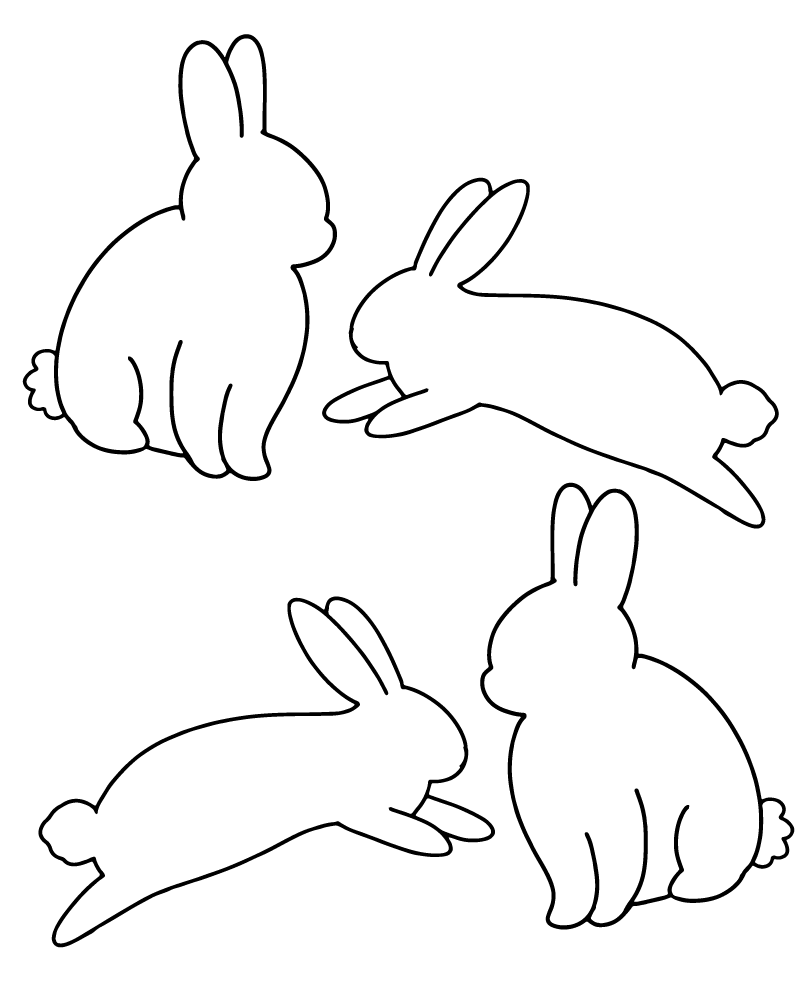 Running Bunny Templates - Coloring Pages