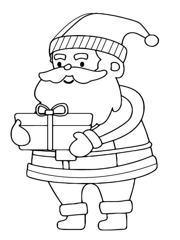 Santa Claus Carrying a Gift Coloring Page - Free Printable Coloring ...