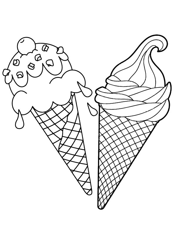 Cherry Cream Cone - Coloring Pages