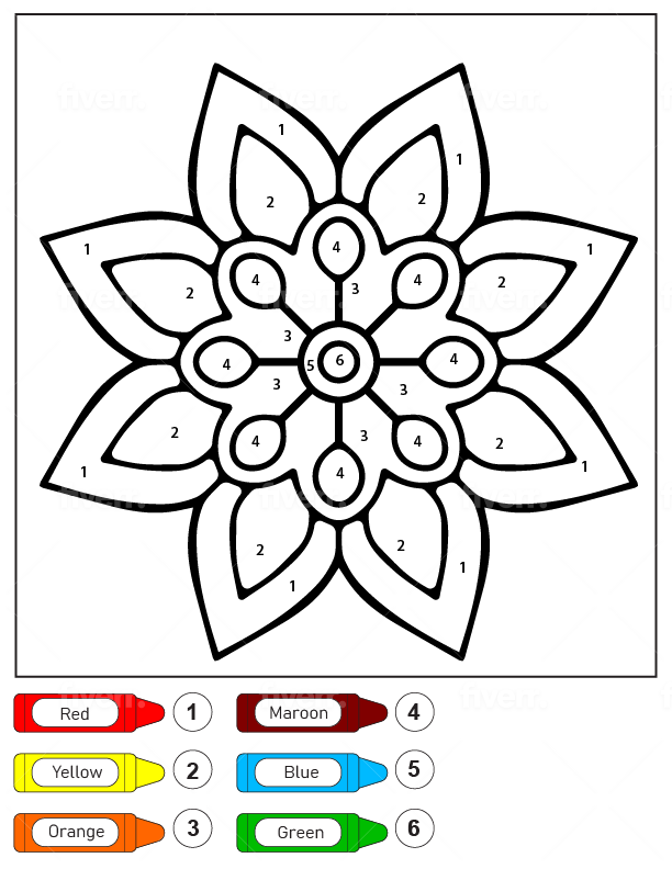 Flower Drawing Mandala For Kids Color By Number Flower drawing mandala for kids color by number