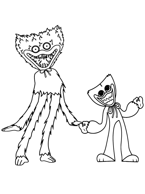 Small and Big Huggy Wuggy - Coloring Pages