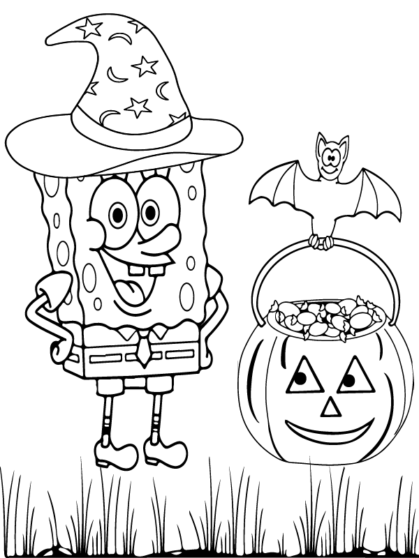 Spongebob Halloween Coloring Page