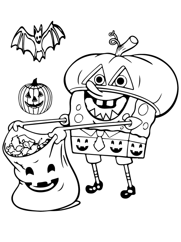 Spongebob Halloween Coloring Page