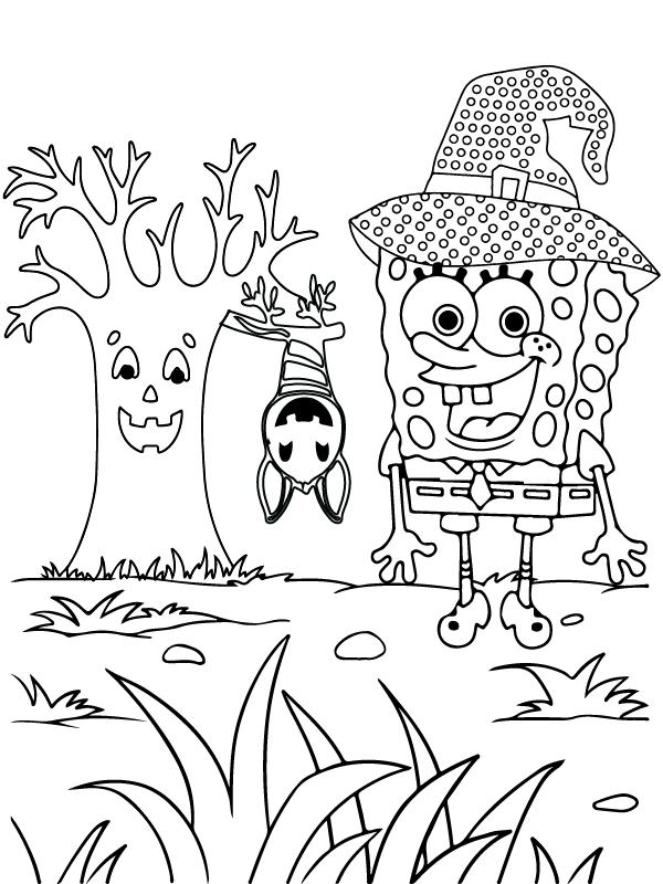 Spongebob Halloween Coloring Page