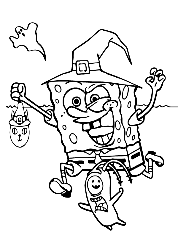 Spongebob Halloween Coloring Page