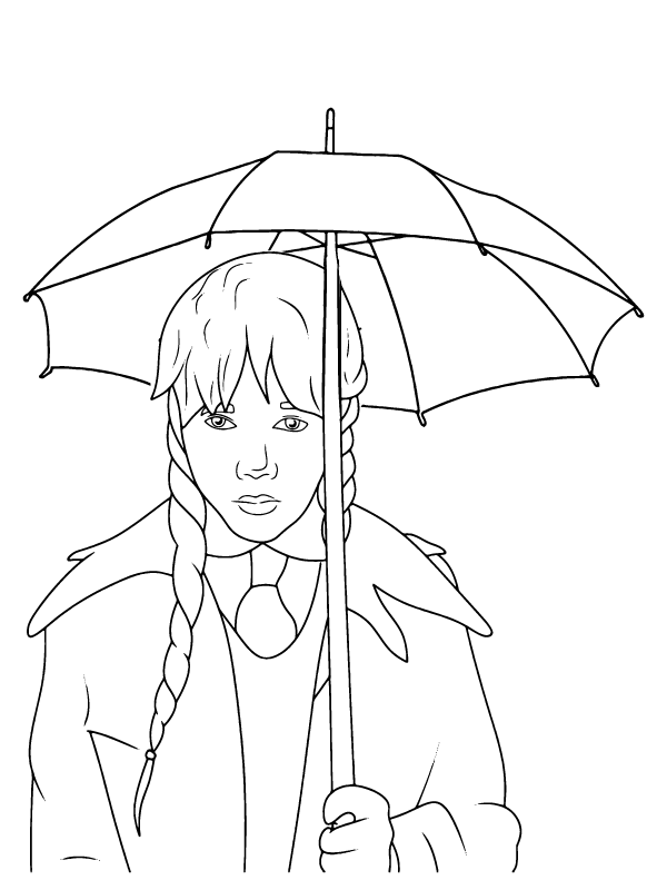wednesday-with-umbrella-coloring-page