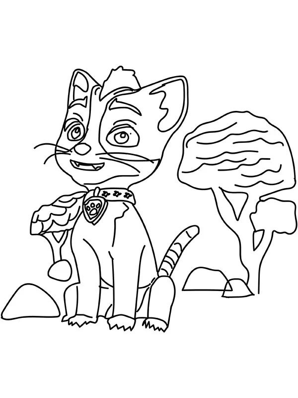 Wild Cat in Nature Coloring Page - Free Printable Coloring Pages for Kids